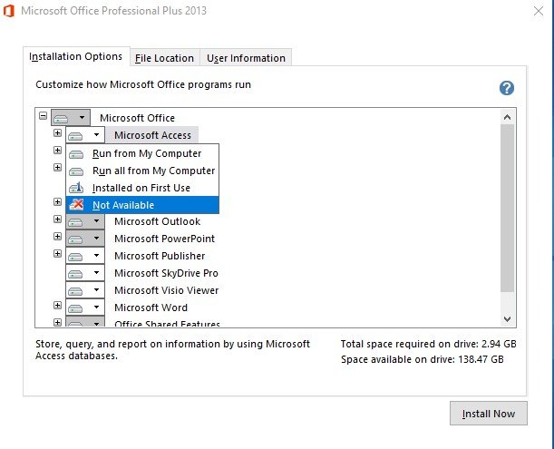 Single Outlook istall with office 2019