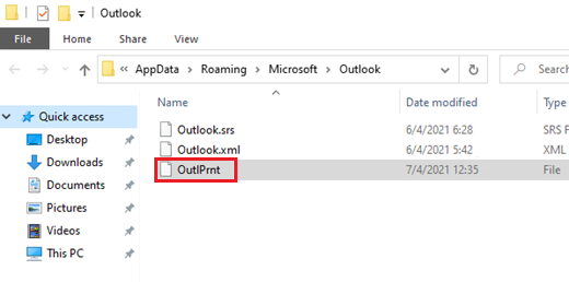 Delete OutlPrnt file
